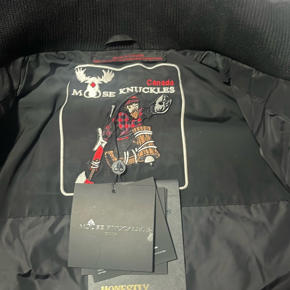 All black moose knuckles great condition upset for the red tag size large